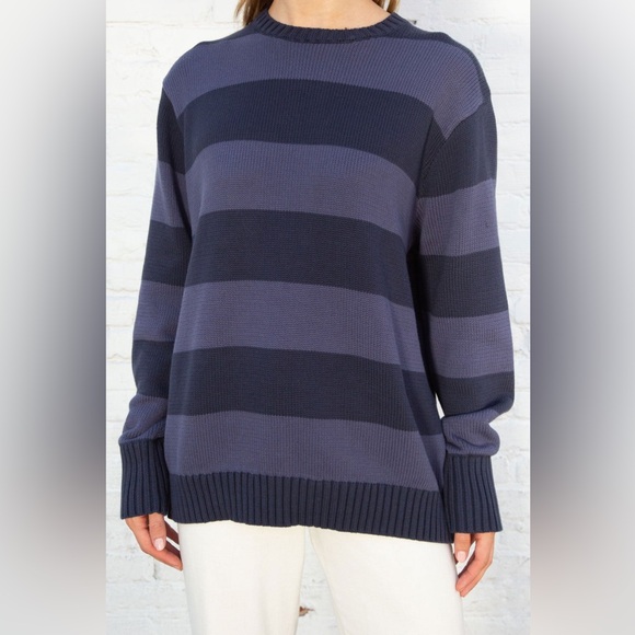Brandy Melville Sweaters - Brandy Melville Brianna Cotton Stripe Sweater Blue Small